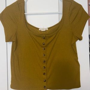 Cropped Mustard Short Sleeve